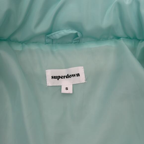 Superdown Ava Cropped Puffer Jacket in Aqua - Picture 6 of 13
